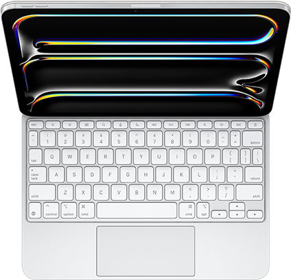 Top down view of iPad Air 11-inch attached to Magic keyboard.